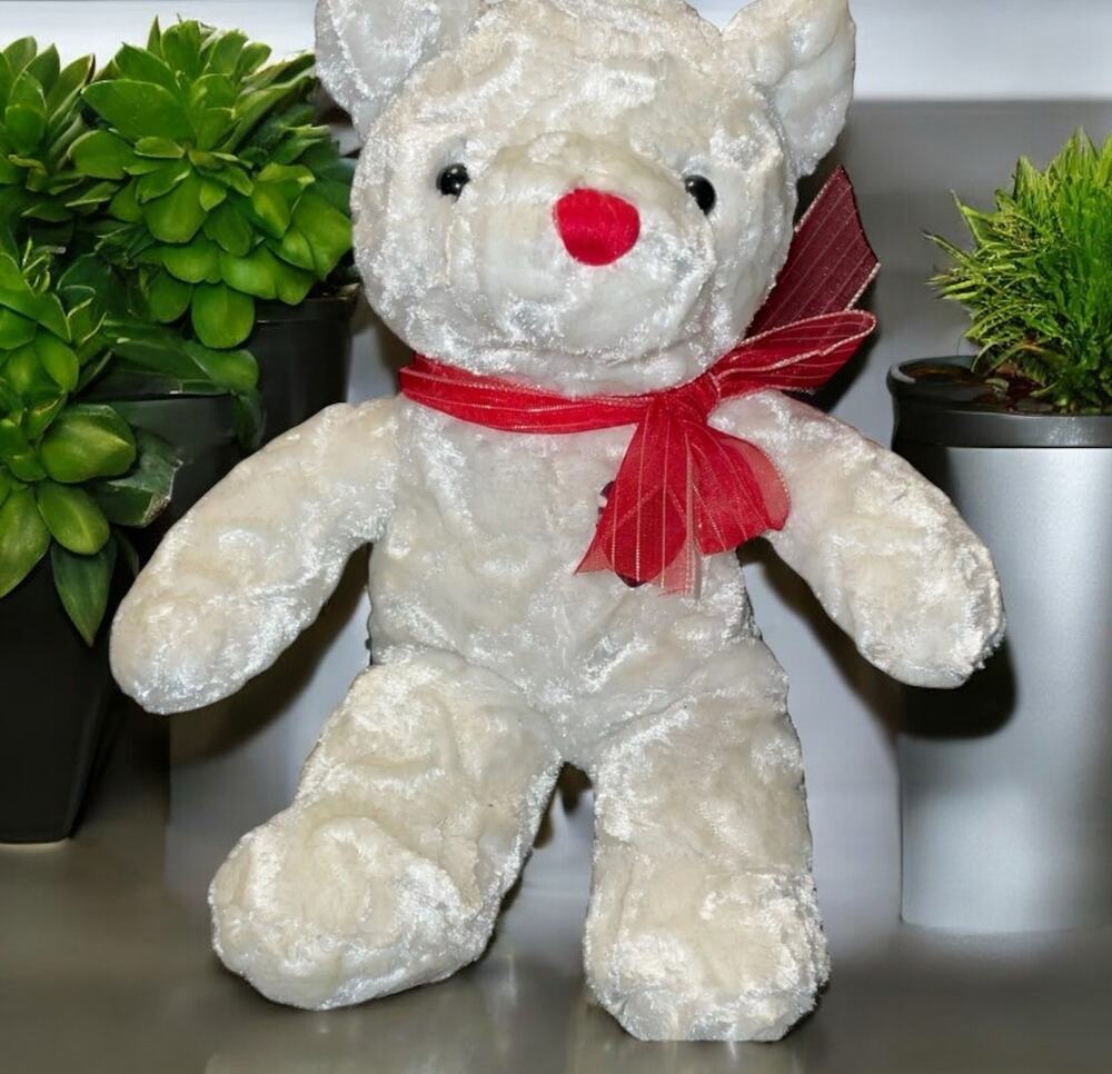 Dan Dee Teddy Bear 10" Swirl Fur Heart Jewel Ribbon Stuffed Animal Plush Vintage